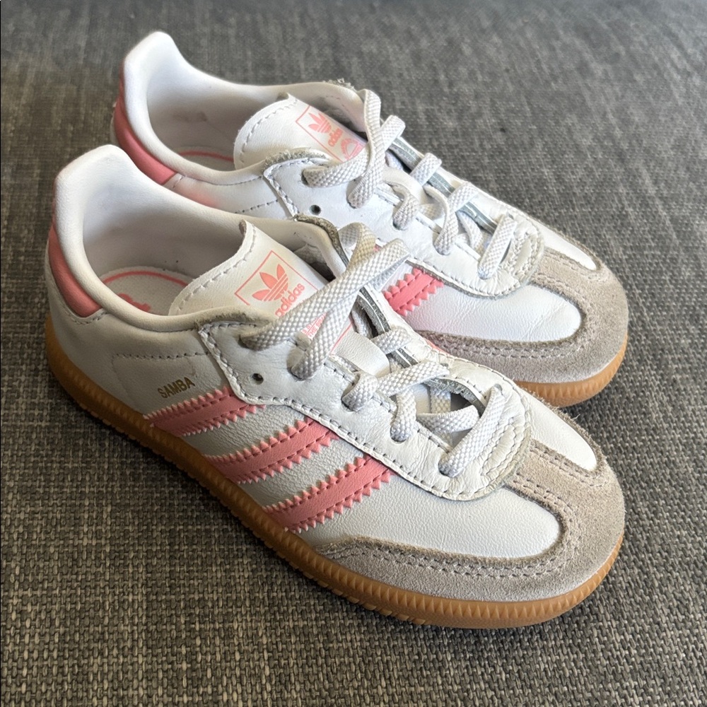 Adidas Samba White and Pink Trainers 8C